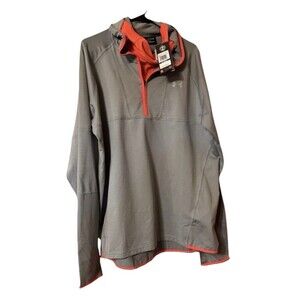NEW Under Armour Men's Shirt 3/4 Zip Hooded Running Long Sleeve SIZE XL Gray